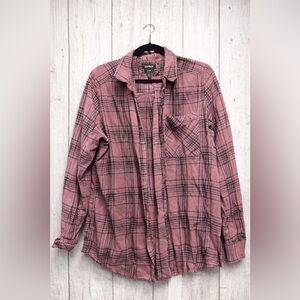 Express Purple and Black Plaid Shirt